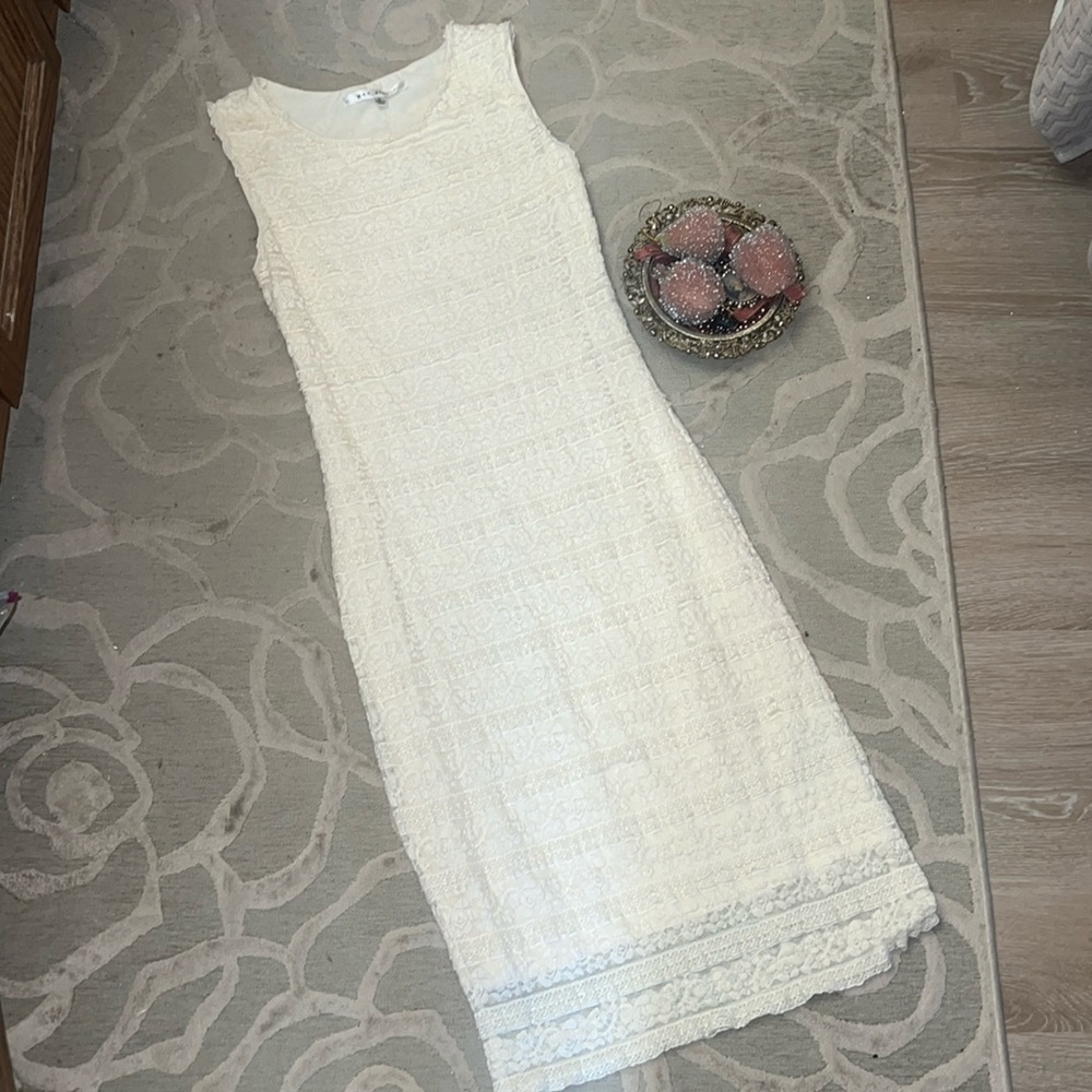 NWT🌷MAX STUDIO🌷Ivory cream lace lined stretch sleeveless sheath dress